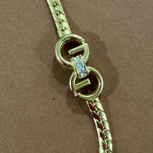 Vintage Givenchy Gold-Tone Bracelet with Rhinestone Logo – 7” - Picture 2 of 4